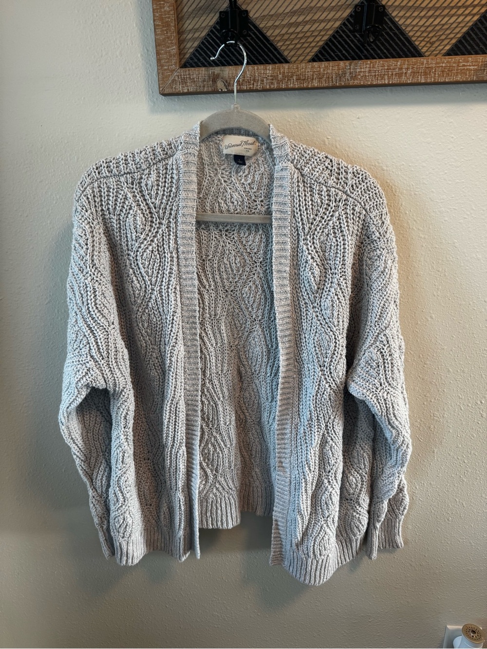 Universal Thread Light Gray Cable Knit Open Cardigan